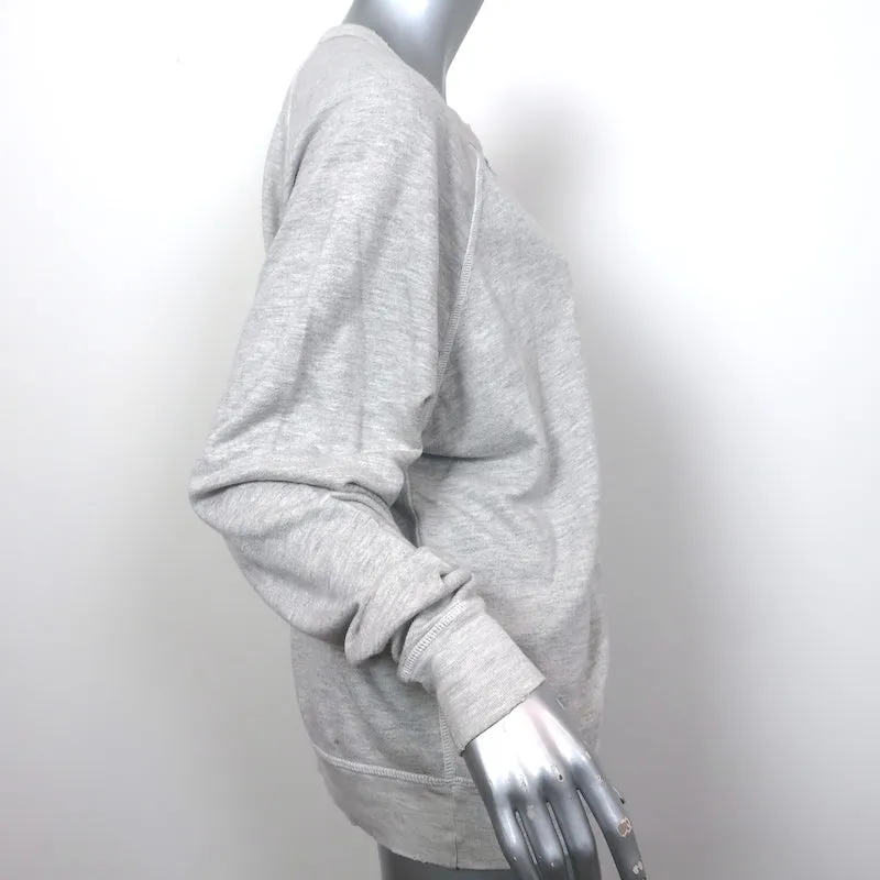 THE GREAT Floral Embroidered College Sweatshirt Heather Gray Size 2