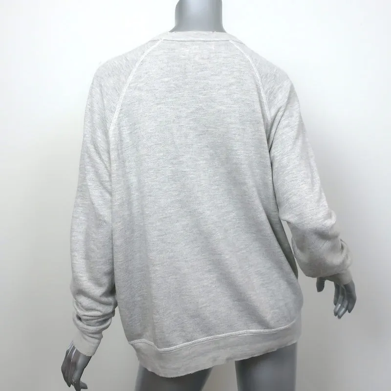 THE GREAT Floral Embroidered College Sweatshirt Heather Gray Size 2