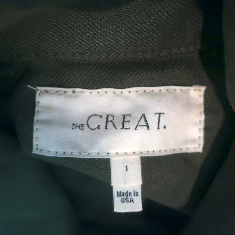 THE GREAT Frayed Army Jacket Dark Olive Size 1