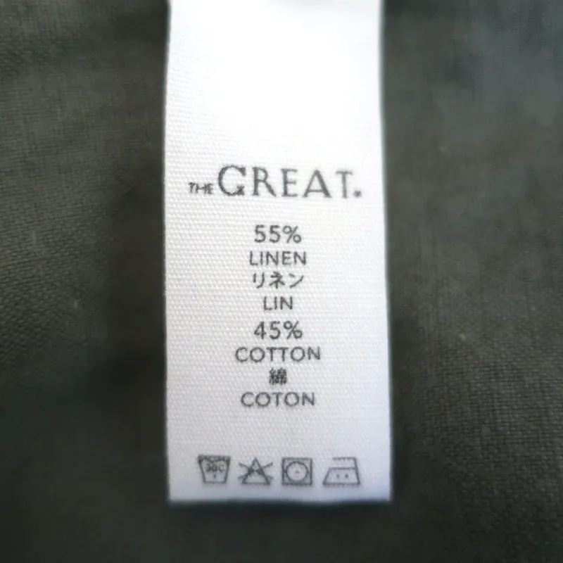 THE GREAT Tulip Jacket Army Green Linen-Cotton Size 1