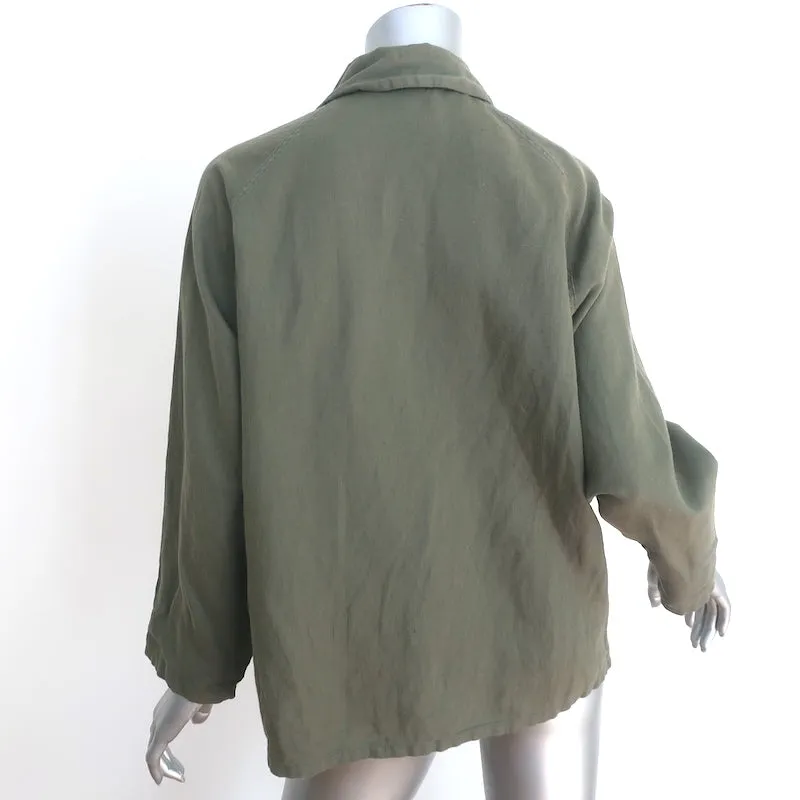 THE GREAT Tulip Jacket Army Green Linen-Cotton Size 1