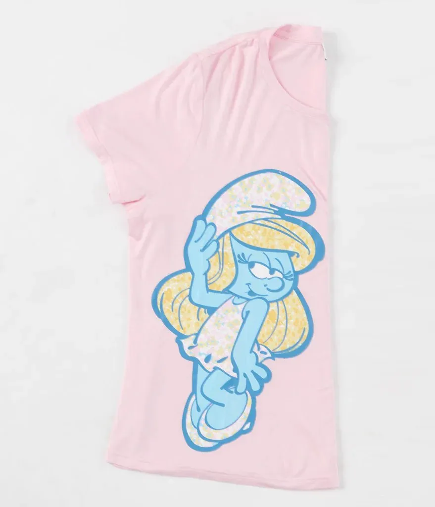 The Smurfs x Unique Vintage Pink Smurfs Fitted Tee