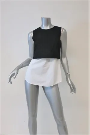 Theory Top Yuranda Black/White Eyelet Size Petite Sleeveless Blouse