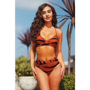 TIGER PRINT HIGH WAIST SWIMSUIT