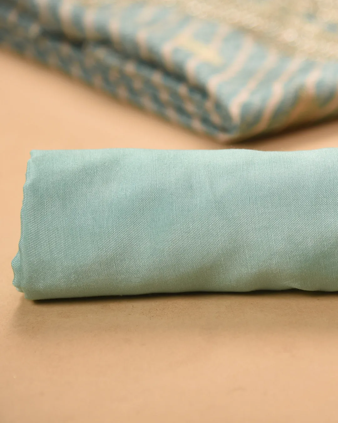 Turquoise Silk Blend Woven With Embroidery Unstitched Suit Fabric Set With Silk Blend Dupatta