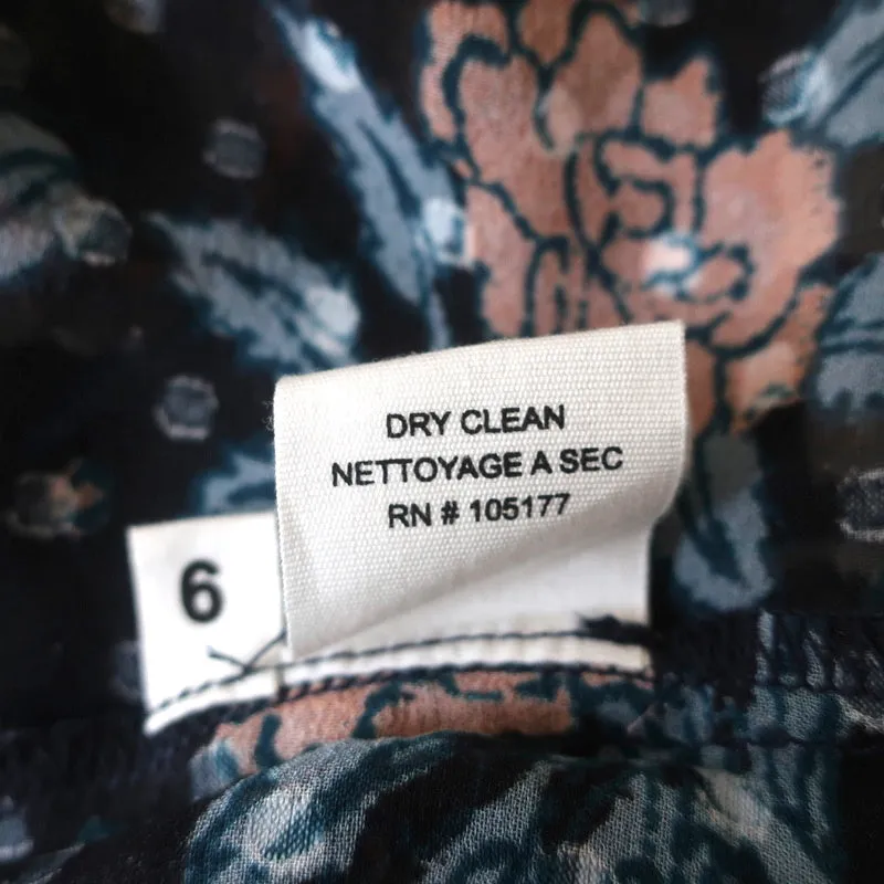 Ulla Johnson Blouse Inez Floral Print Silk Chiffon Size 6 Puff Sleeve Top