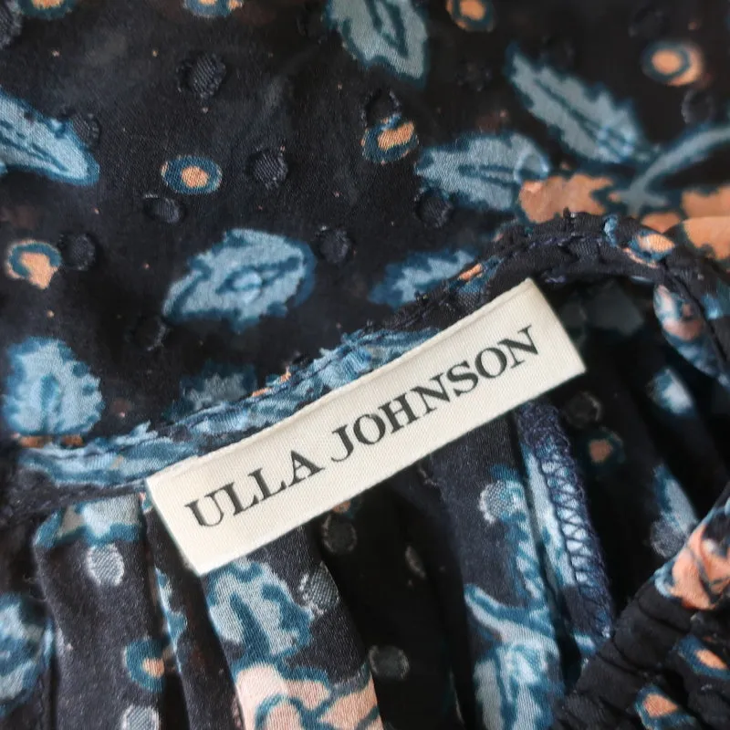 Ulla Johnson Blouse Inez Floral Print Silk Chiffon Size 6 Puff Sleeve Top
