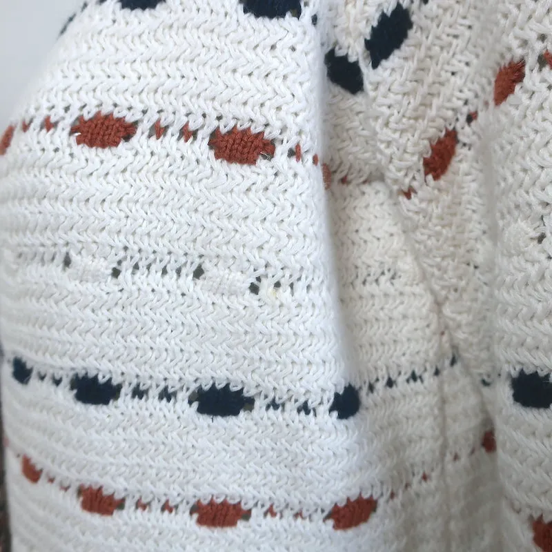 Veronica Beard Ceriani Knit Jacket Cream Linen-Cotton Size Small