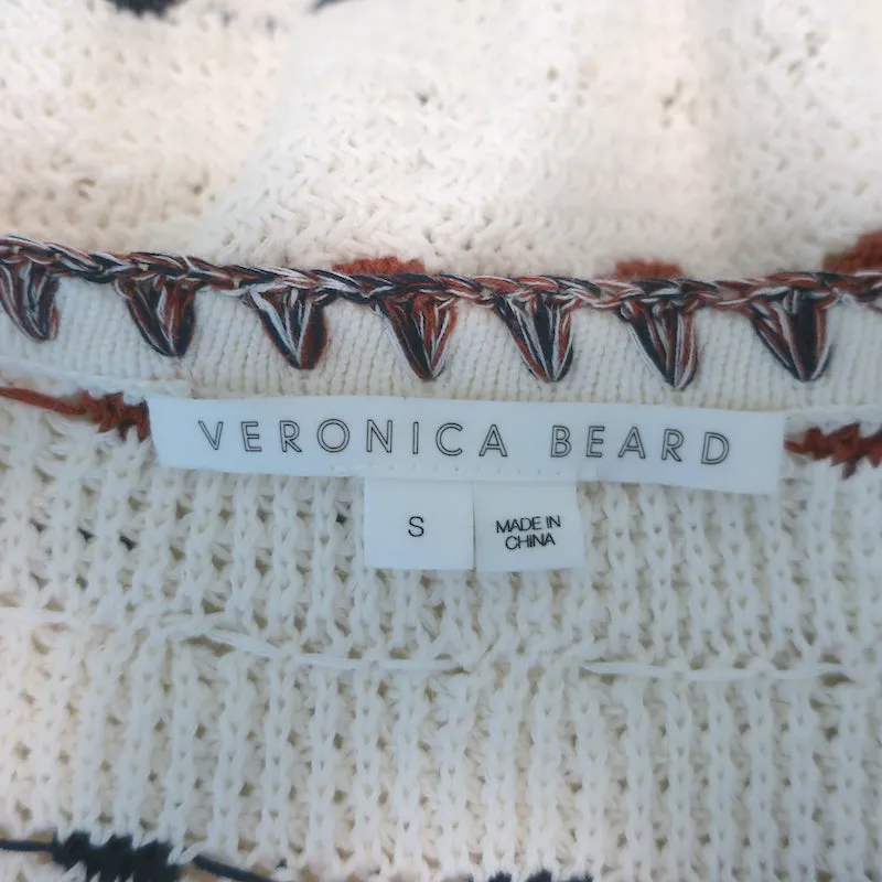 Veronica Beard Ceriani Knit Jacket Cream Linen-Cotton Size Small