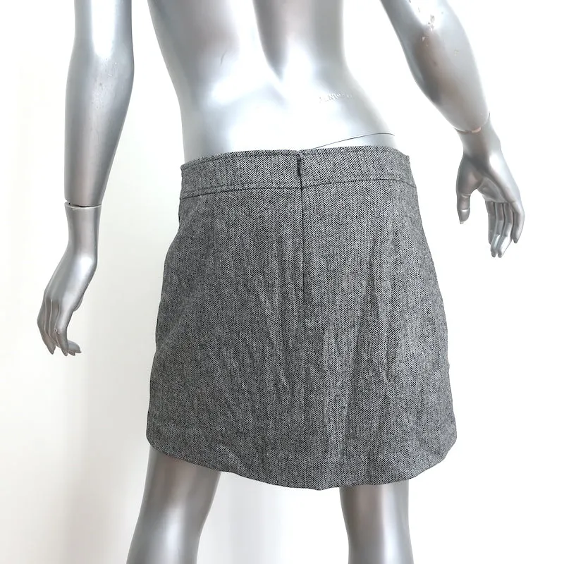 Veronica Beard Mini Skirt Fisher Gray Stretch Linen Herringbone Size 8