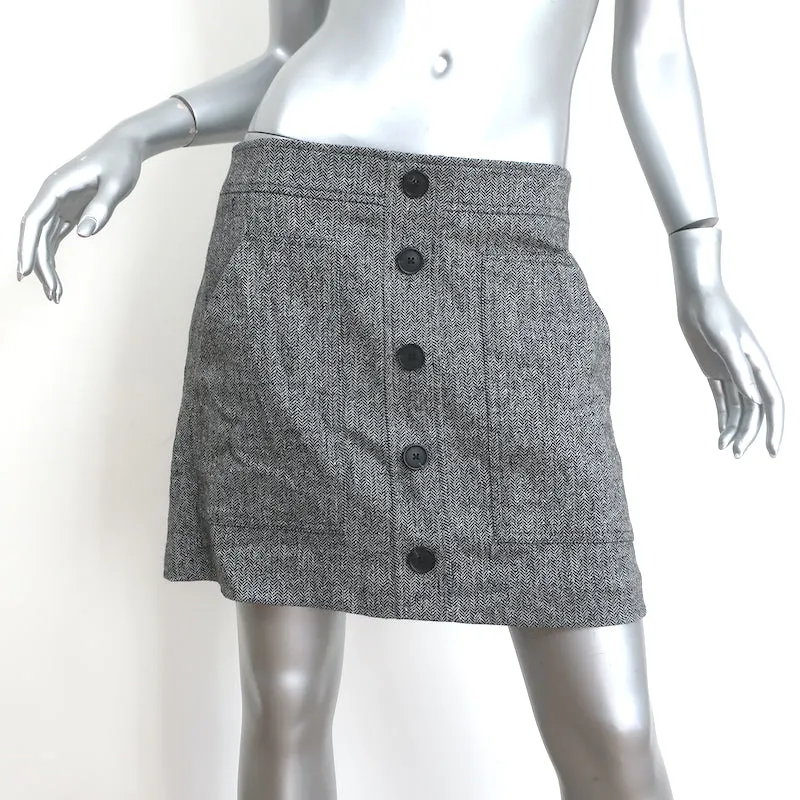 Veronica Beard Mini Skirt Fisher Gray Stretch Linen Herringbone Size 8