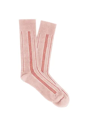 Vertical Stripe Socks | Powder Pink / Cream / Cherry