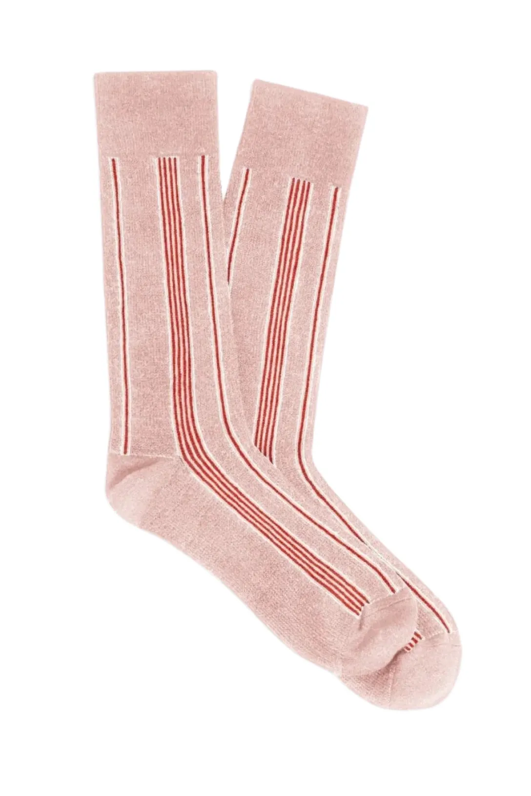 Vertical Stripe Socks | Powder Pink / Cream / Cherry