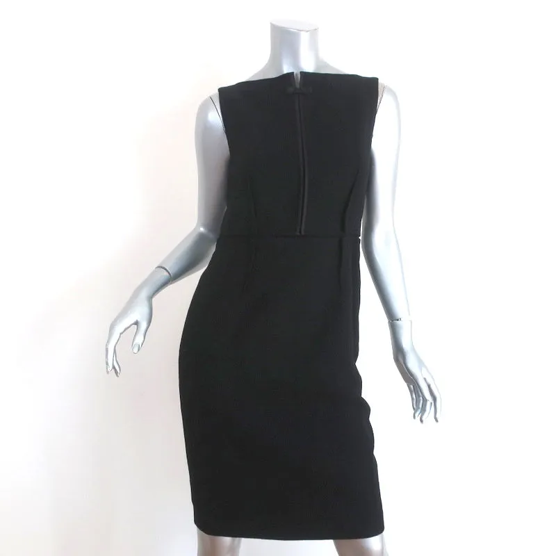 Viktor & Rolf Bow Neck Dress Black Satin-Trim Wool Size 40 Sleeveless Sheath