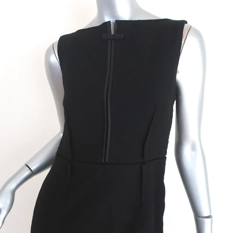 Viktor & Rolf Bow Neck Dress Black Satin-Trim Wool Size 40 Sleeveless Sheath
