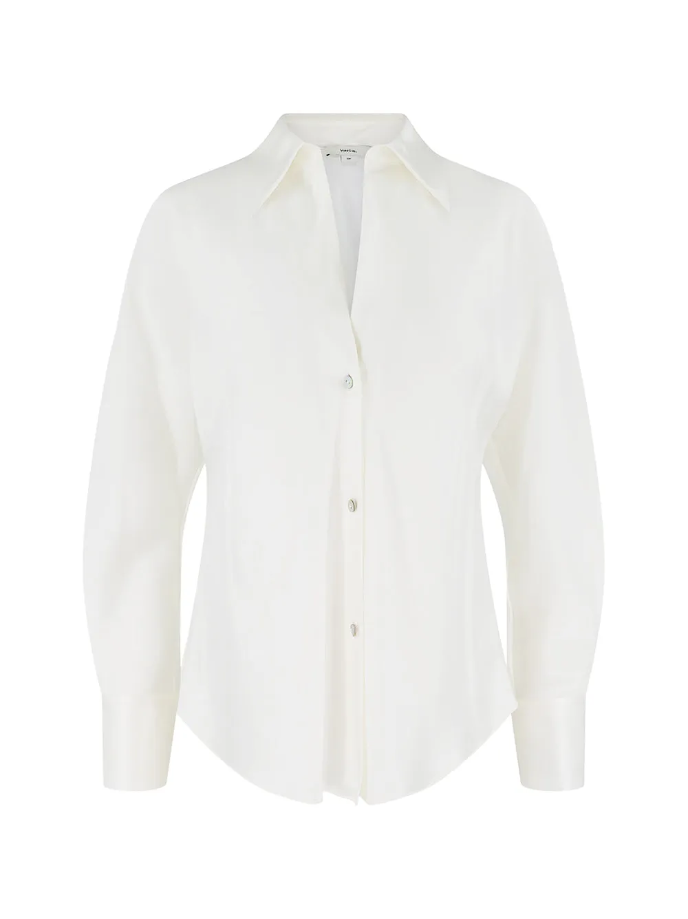 Vince Silk Bias Long-Sleeve Blouse in Off-White