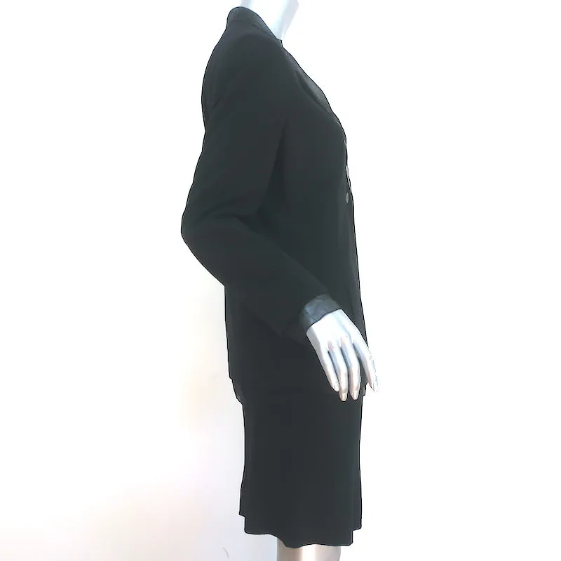 Vintage Chanel 98A Skirt Suit Black Chiffon-Trimmed Wool Size 38