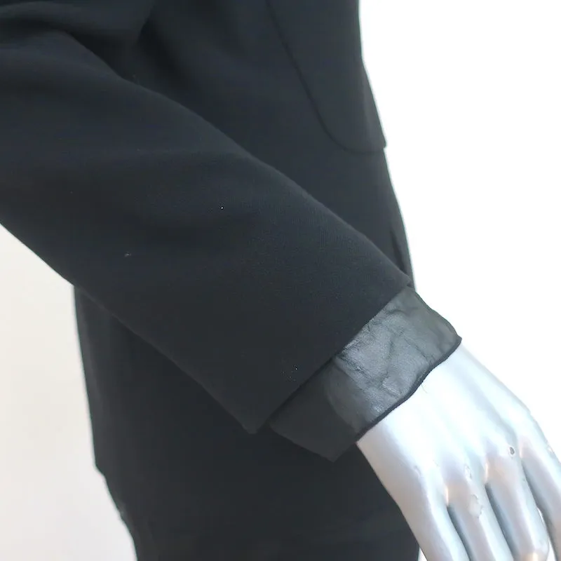 Vintage Chanel 98A Skirt Suit Black Chiffon-Trimmed Wool Size 38