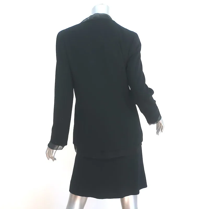Vintage Chanel 98A Skirt Suit Black Chiffon-Trimmed Wool Size 38