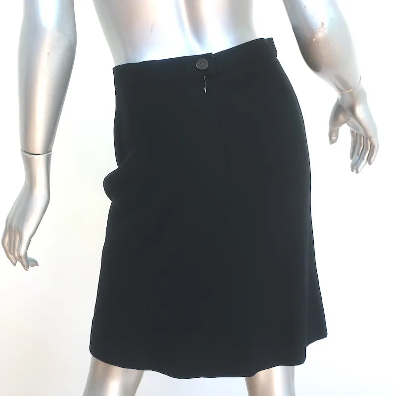 Vintage Chanel 98A Skirt Suit Black Chiffon-Trimmed Wool Size 38