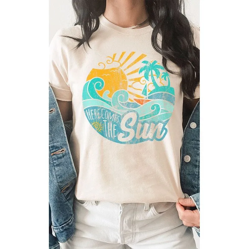 Vintage Here Comes the Sun Beach Graphic Tee