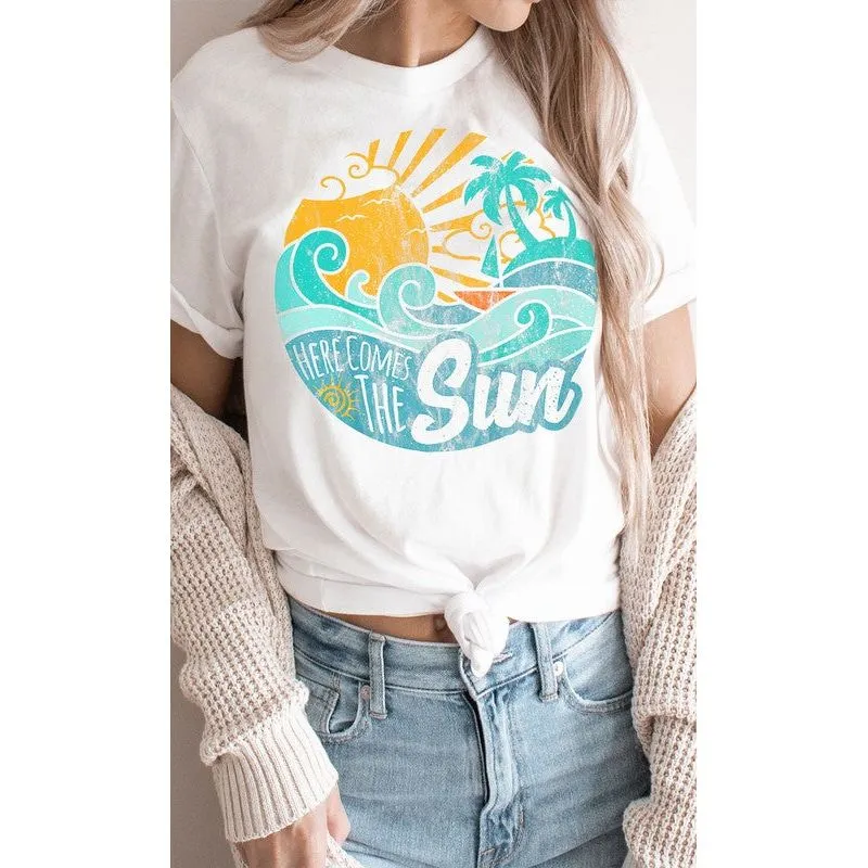 Vintage Here Comes the Sun Beach Graphic Tee