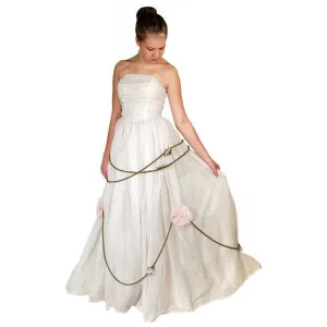 Vintage Winter White Chiffon Ballgown 1950S Details Wedding Gown 32-24-Free