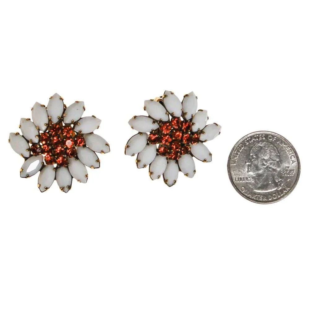 Weiss Rhinestone Daisy Earrings