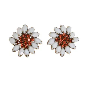 Weiss Rhinestone Daisy Earrings