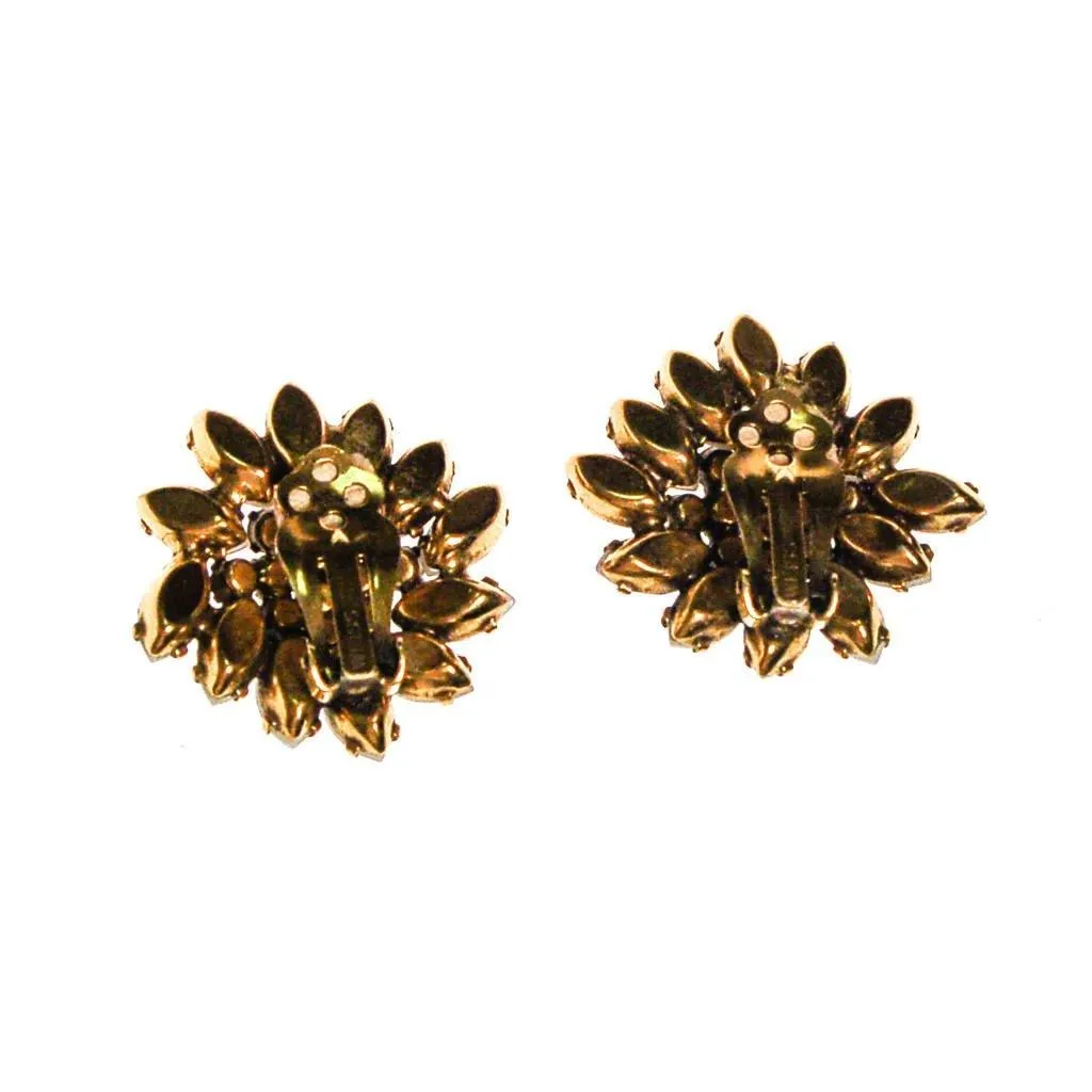 Weiss Rhinestone Daisy Earrings