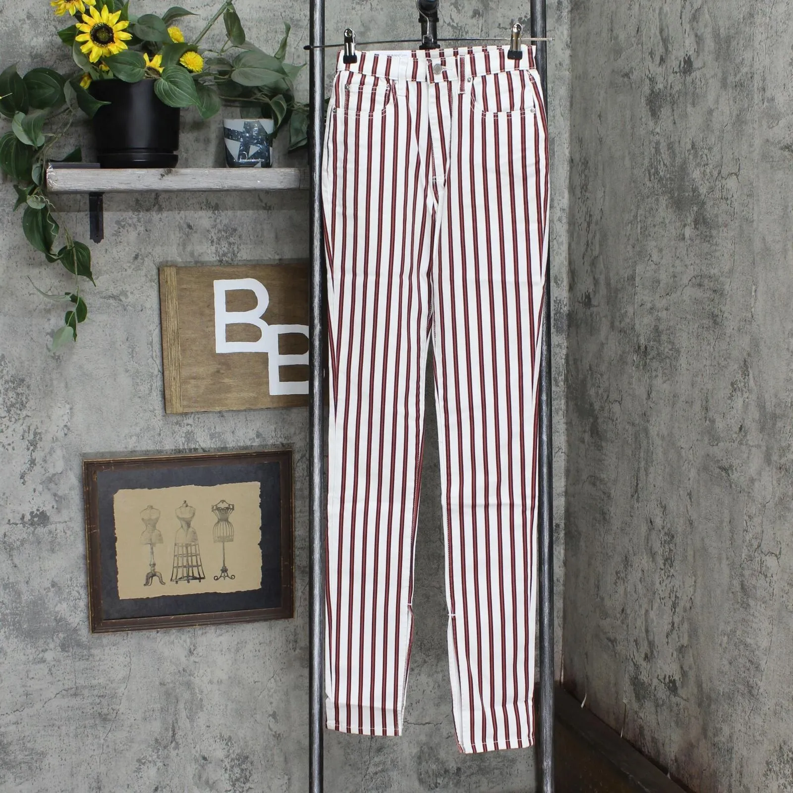 WeWoreWhat Women's Stiletto Stripe High Waist Skinny Jeans