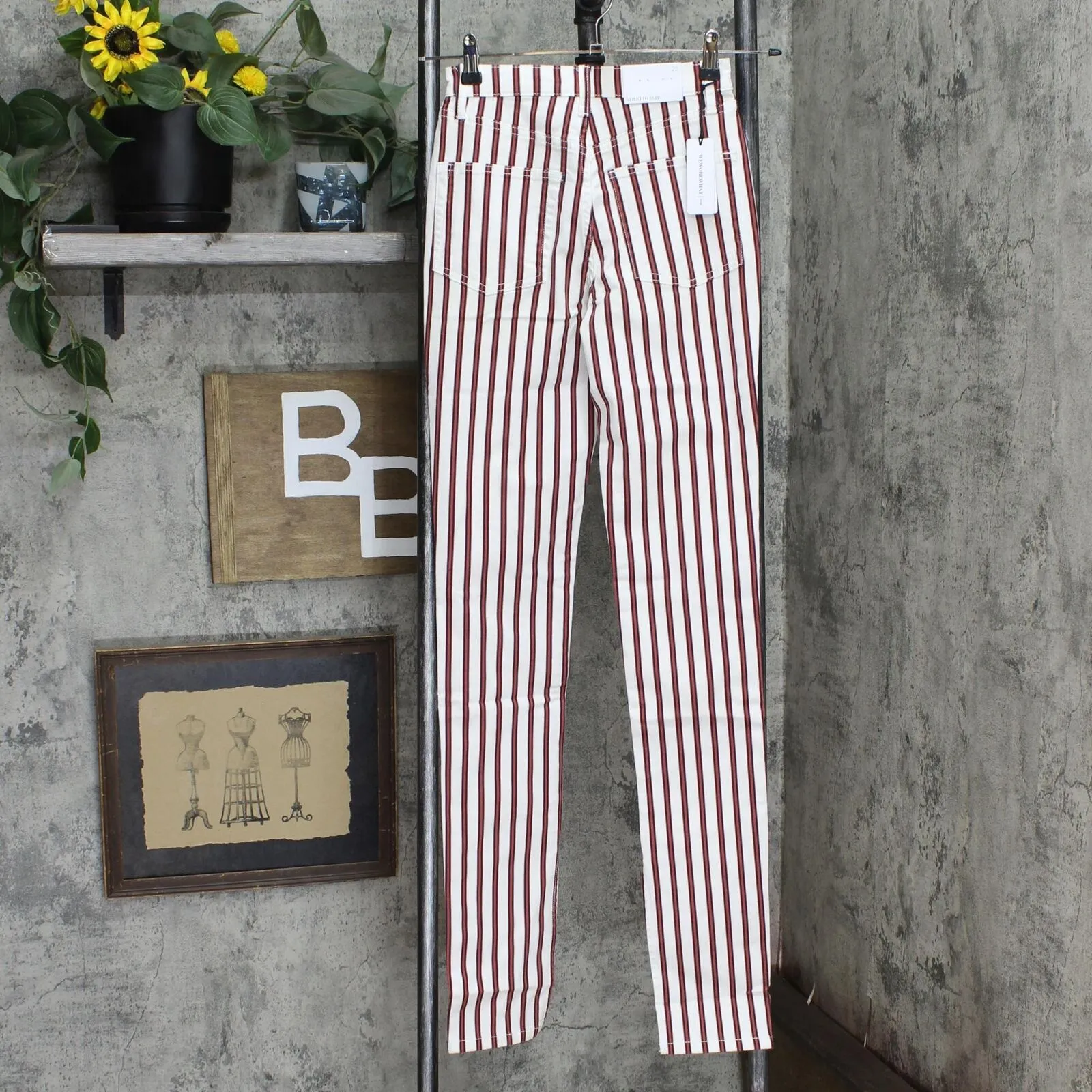WeWoreWhat Women's Stiletto Stripe High Waist Skinny Jeans