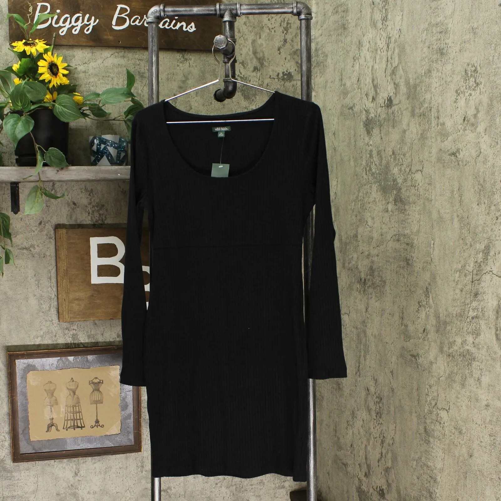 Wild Fable Women's Long Sleeve Scoop Neck Rib Knit Mini Dress