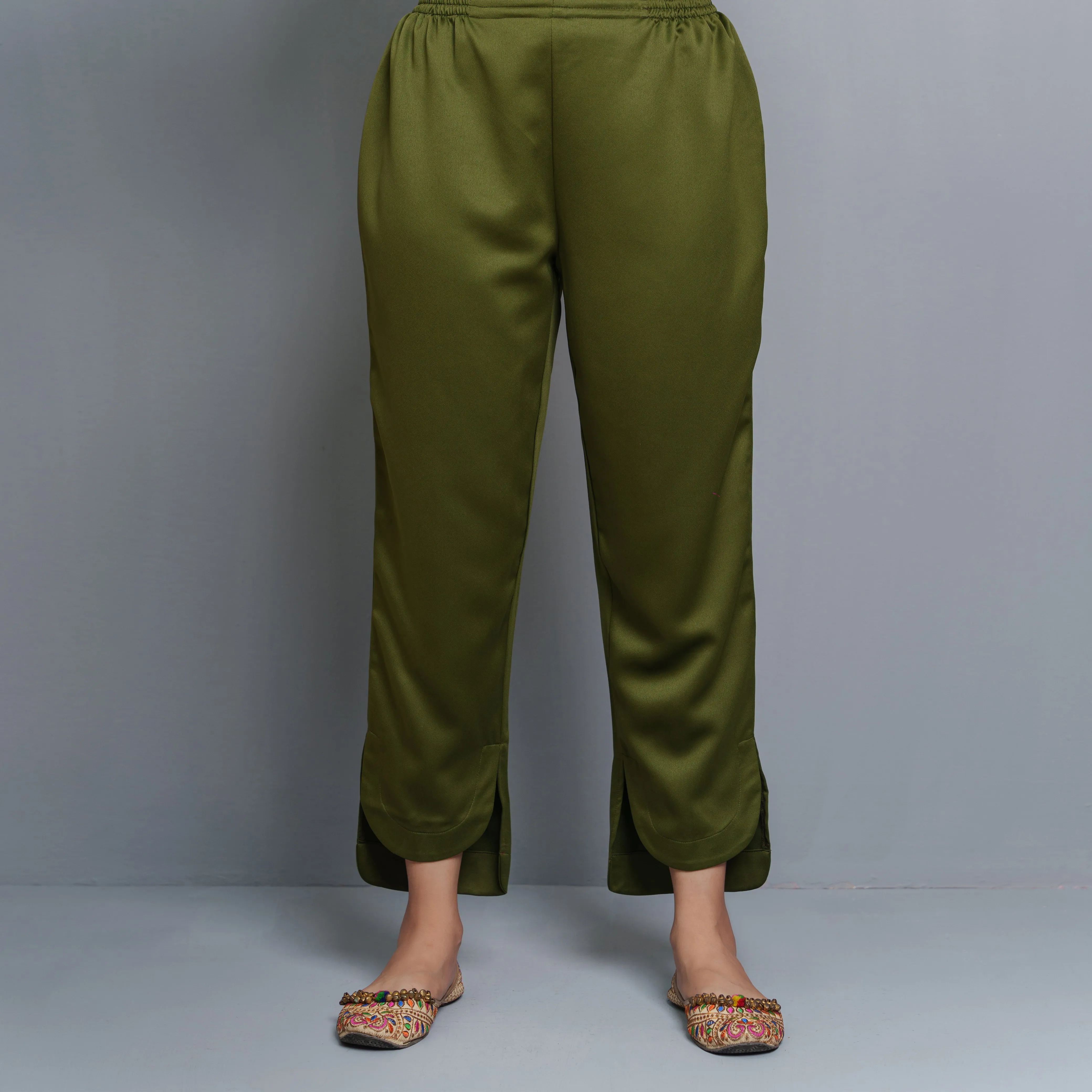 Women Light-Green Silk Bottom