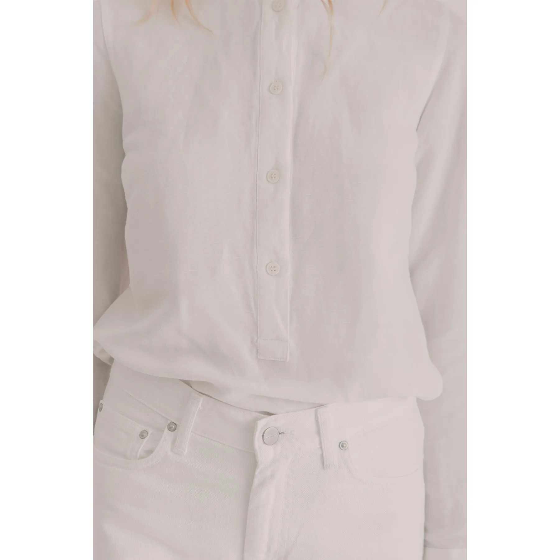 Women's Active Linen Pullover Shirt, White