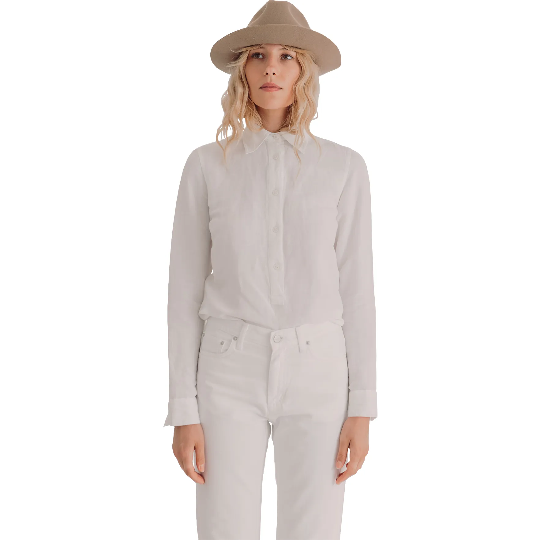 Women's Active Linen Pullover Shirt, White