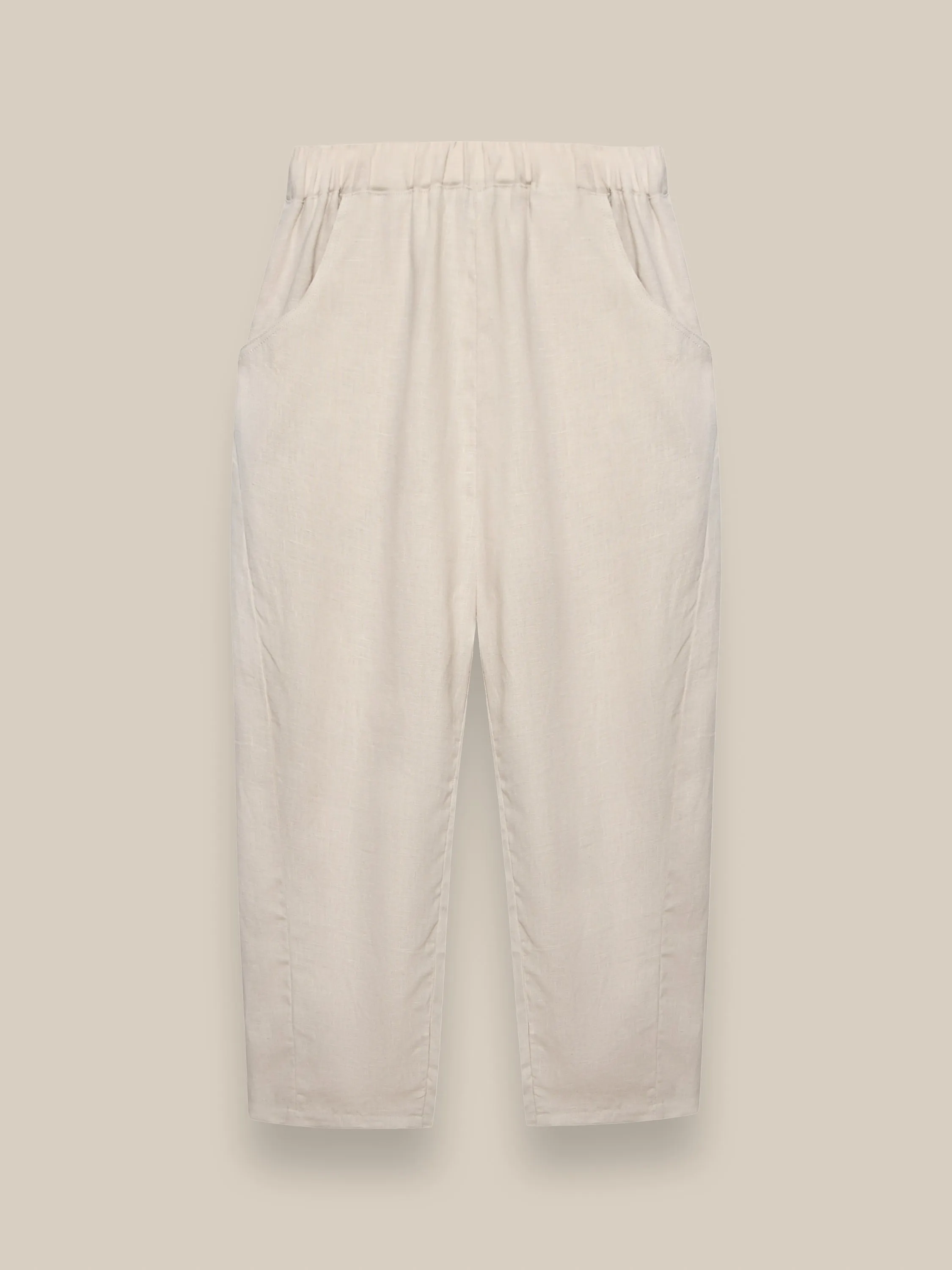 Women's Ceramic White Linen Pants