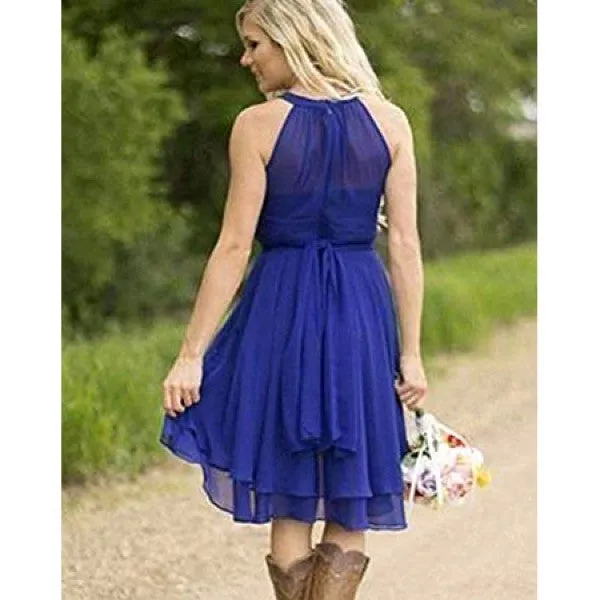 Women's Country High Low Bridesmaid Dress Western Wedding Guest Dress