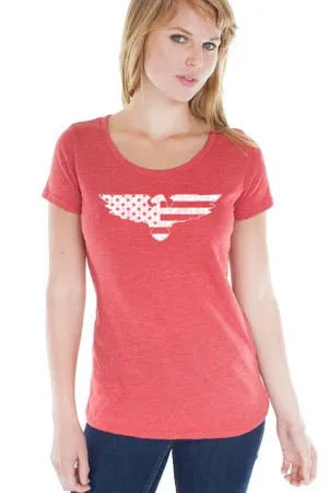 Women's eco Triblend Scoop Neck - Eagle Flag (Made In The USA)