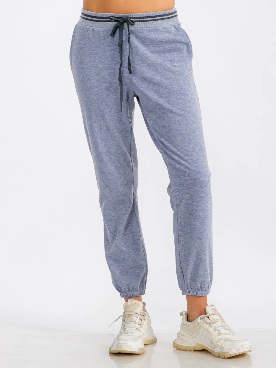 WOMEN'S ELASTIC WAIST FRONT POCKET JOGGER SWEATPANTS