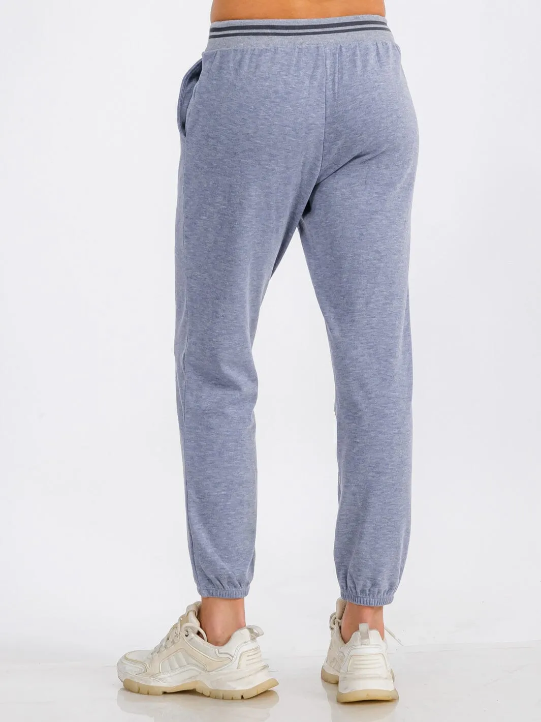 WOMEN'S ELASTIC WAIST FRONT POCKET JOGGER SWEATPANTS