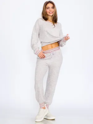 WOMEN'S ELASTIC WAIST FRONT POCKETS JOGGER LEG PANTS