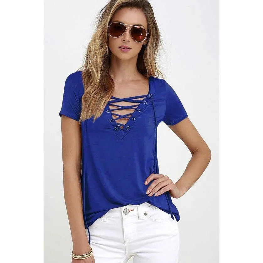 Women's Fashion Casual Solid Color Short-sleeved Tops