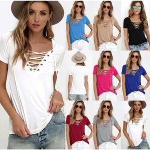 Women's Fashion Casual Solid Color Short-sleeved Tops