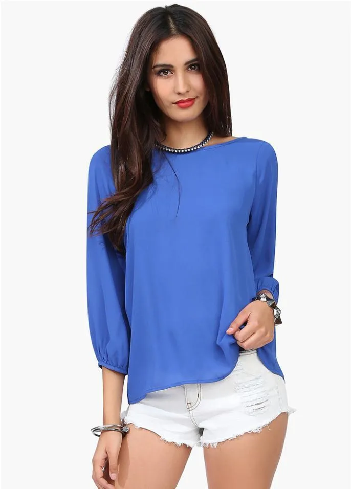 Women's Gorgeous Bow On Back Chiffon Blouse