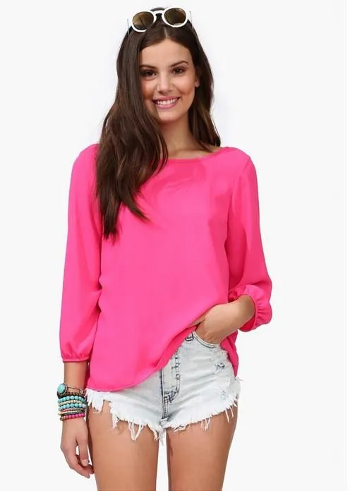 Women's Gorgeous Bow On Back Chiffon Blouse