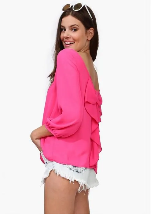 Women's Gorgeous Bow On Back Chiffon Blouse