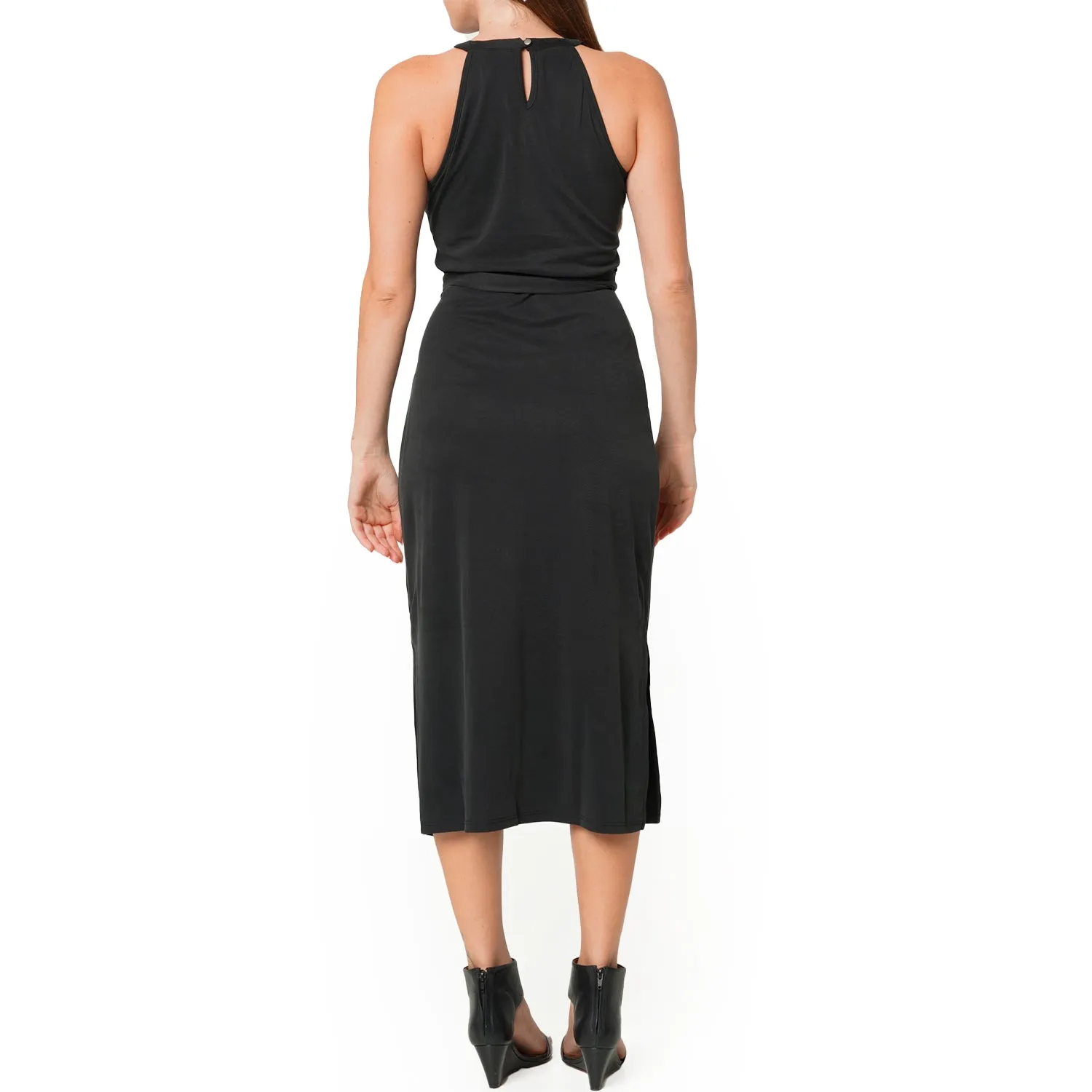 Women's Haltered Sheath Midi Dress In Black