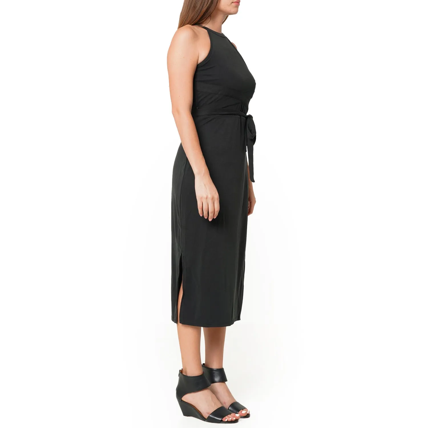Women's Haltered Sheath Midi Dress In Black