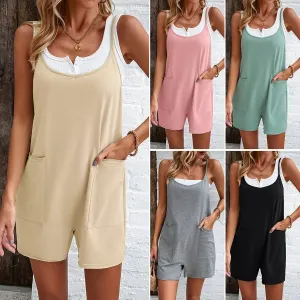 Women's Holiday Daily Bodysuits Casual Simple Style Streetwear Solid Color Shorts Rompers